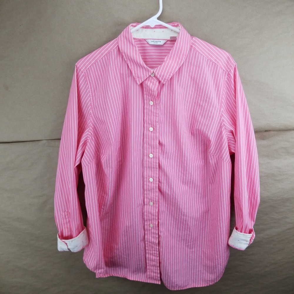 Pink White Striped Liz Claiborne Blouse SZ 2x